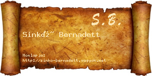 Sinkó Bernadett névjegykártya